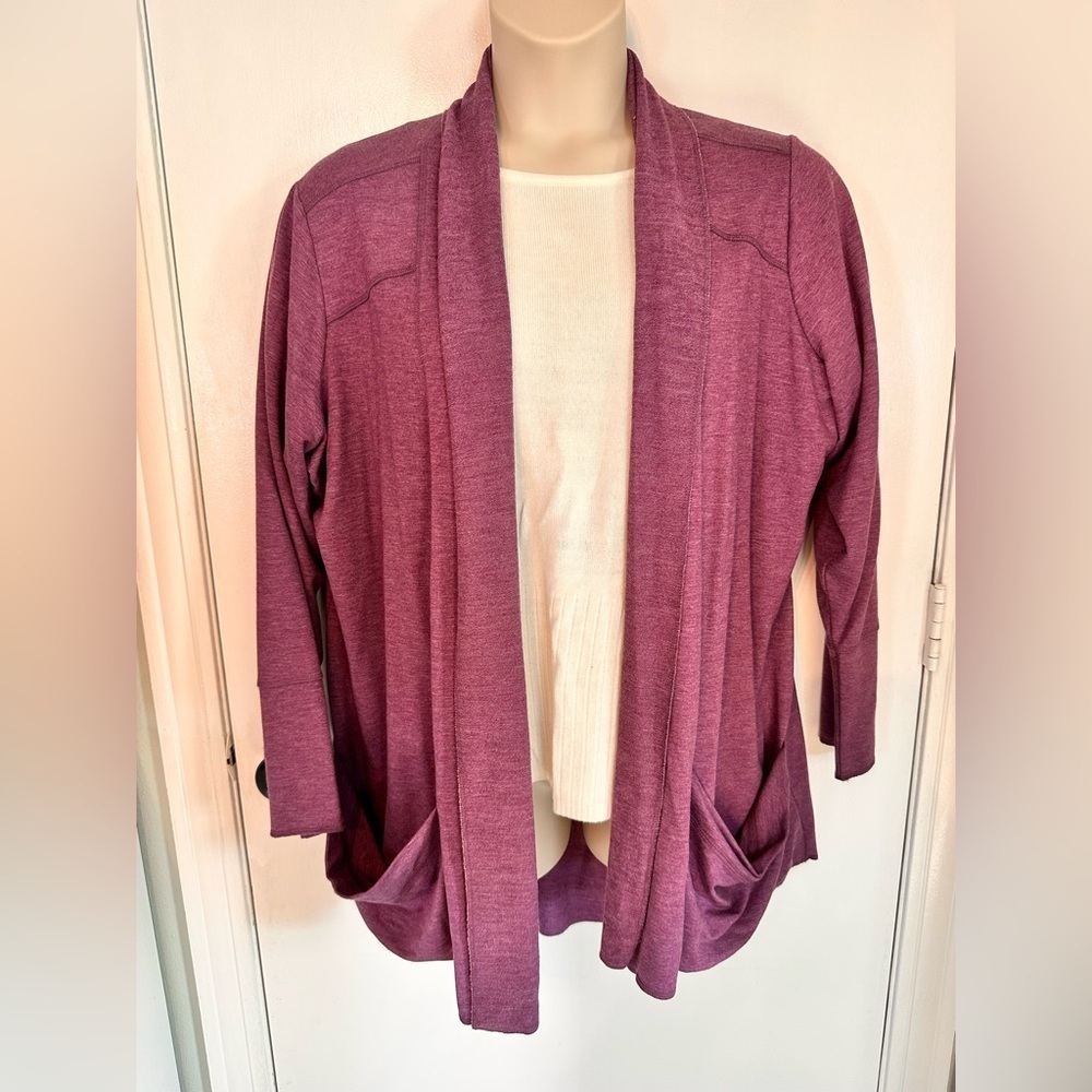 LOGO Lori Goldstein Cardigan 2X Pink Pockets Lagenlook #1683